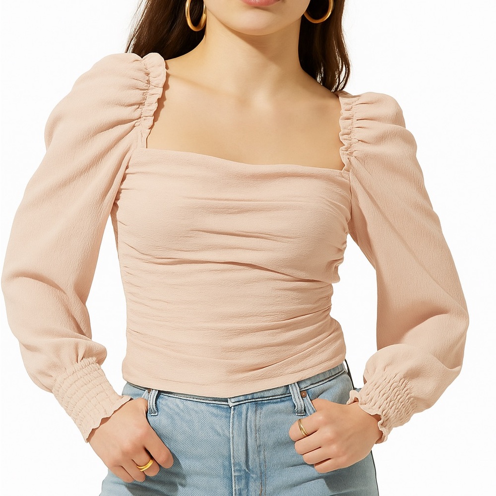 Astr Ruched Blouse Small - Picture 3 of 7